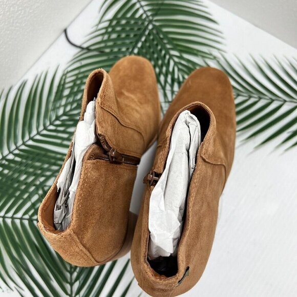 Lucky Brand Pellyon Brown Suede Almond Toe Stacked Heel Booties Size 9.5M NWOB - Picture 8 of 14